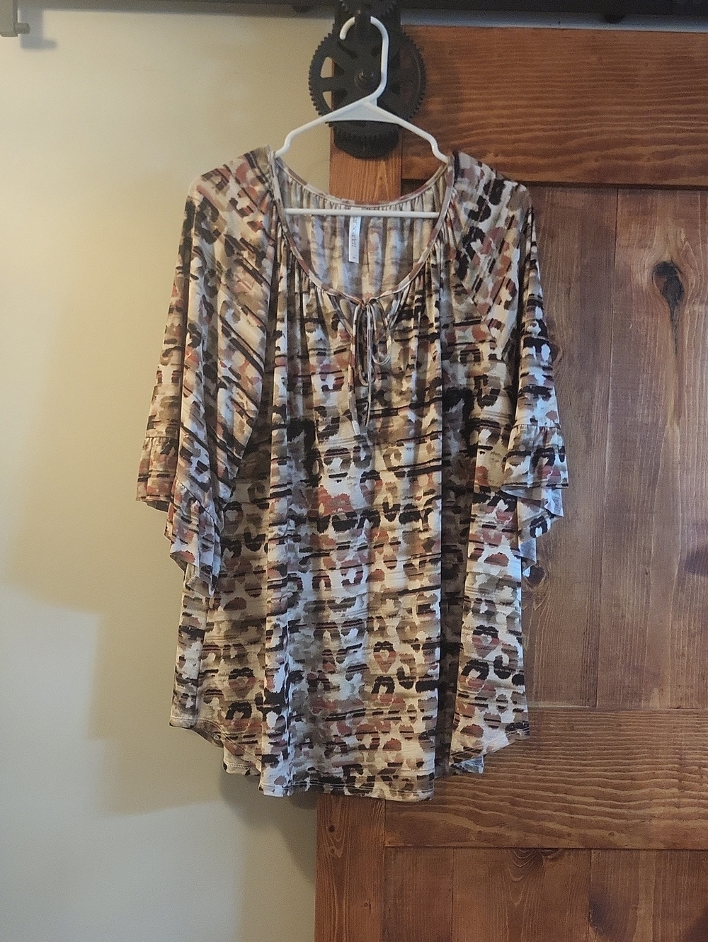 Dear Scarlett- Cream Multi-Pattern Tie-Neck Tunic